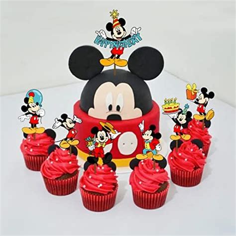 Mickey Happy Birthday Cake Topper Black Red Mouse Birthday Party ...