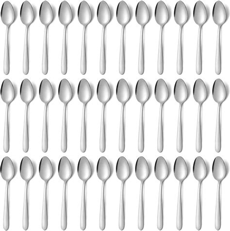 Amazon.com: Nuogo 100 Pieces Soup Spoons Set Stainless Steel Spoons ...
