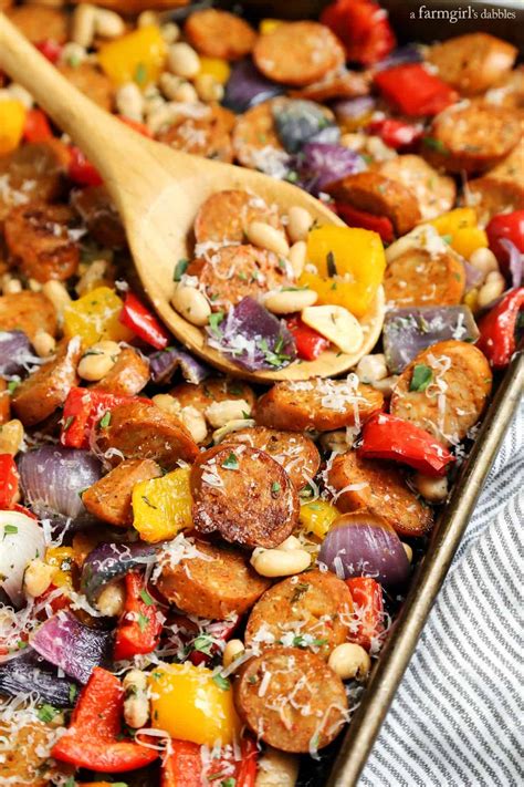 Sheet Pan Italian Chicken Sausage with White Beans and Peppers - A ...