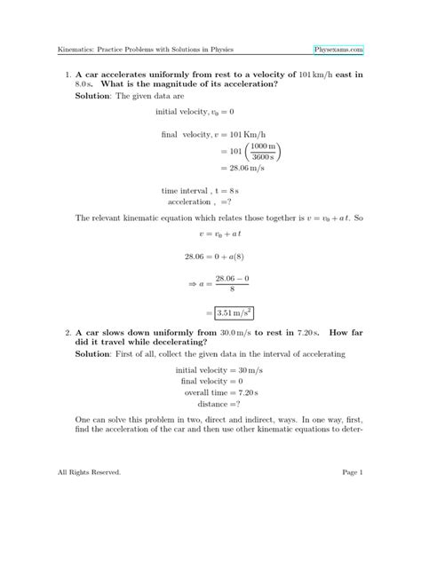 Physics Kinematics Problems 的图像结果