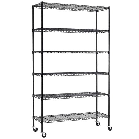 Buy FDW Wire Shelving Unit with Wheels Steel 6 Tier Heavy Duty Layer ...