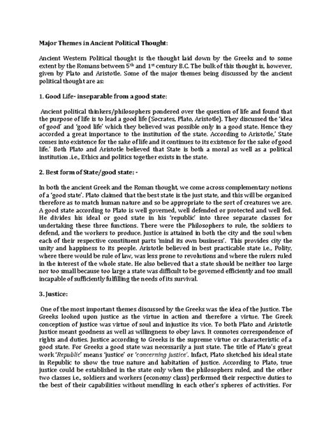 Major Themes in Ancient Political Thought: Insights from Plato ...
