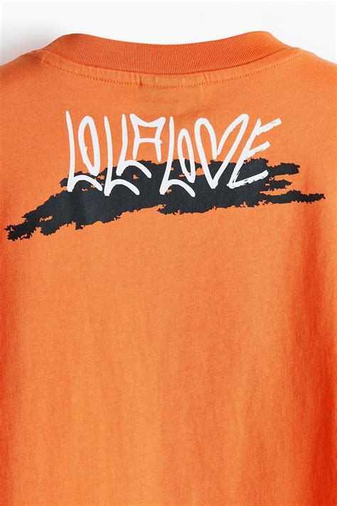 Loose Fit Printed T-shirt - Orange/Lollapalooza India - Men | H&M IN