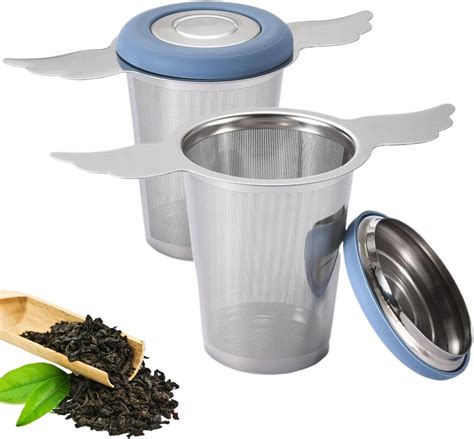 2Pcs Extra Fine Mesh Tea Infuser Strainer Basket with Lid/Drip Tray for ...