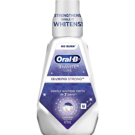 Oral B 3d White Luxe Diamond Strong Whitening Mouthwash Mint 473ml ...
