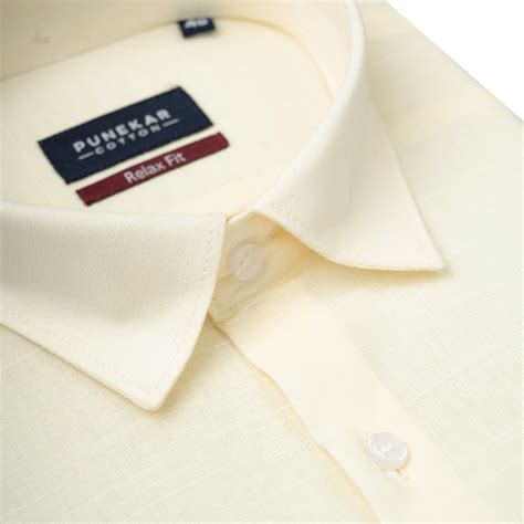 Cream Color Solid Cotton Linen Shirt For Men – Punekar Cotton