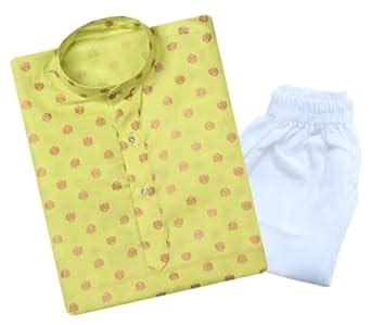 Buy TinySteps Kids Ethnic Wear Golden Print Cotton Kurta Pyjama Set for ...