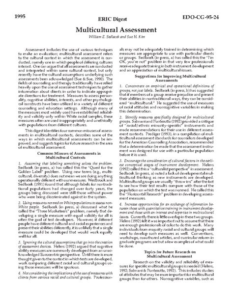 Multicultural assessment - 1995 EDO-CG-95- Multicultural Assessment ...