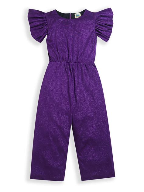 Purple Shiny Frill Short Sleeve Girl Jumpsuit – ZipZapZoop
