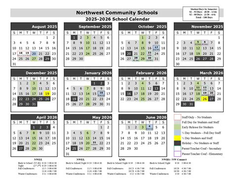 Northwest Community Schools MI Calendar 25-26 Revised [pdf] - EduCounty