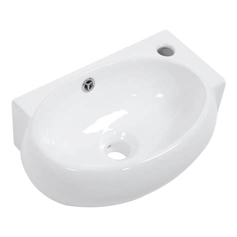 Carshome 16"x11"Ceramic Rectangular Wall Mount Bathroom Sink with ...