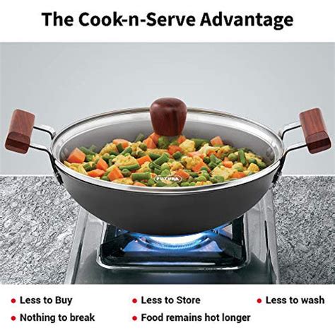 Hawkins Futura Fish Fry Kadhai with Glass Lid, 2.5 Litre – Non-Stick ...