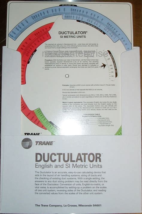 New Trane Ductulator Duct Sizing Calculator Slide India | Ubuy
