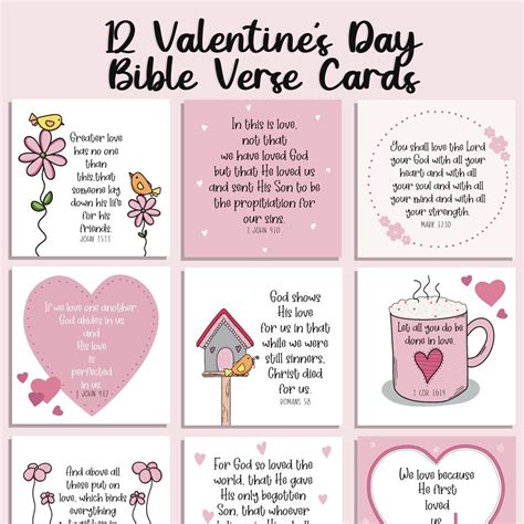 Valentine's Day Bible Verse Cards! God's Love Memory Verses, Scripture ...