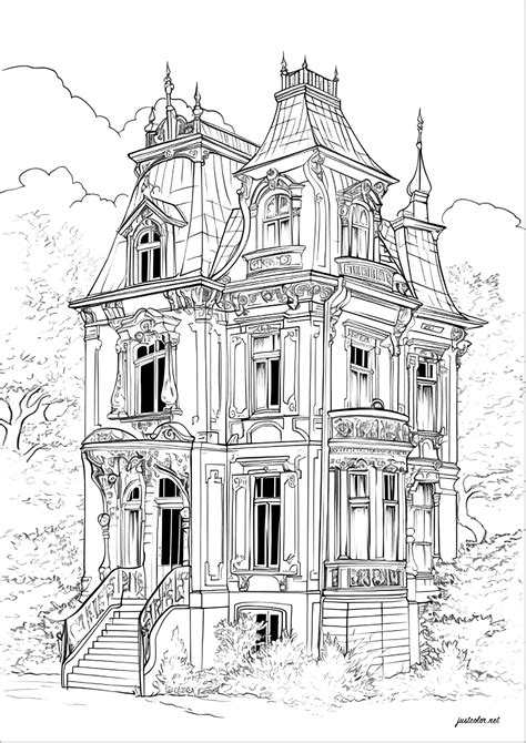 Haunted House Coloring Pages Free