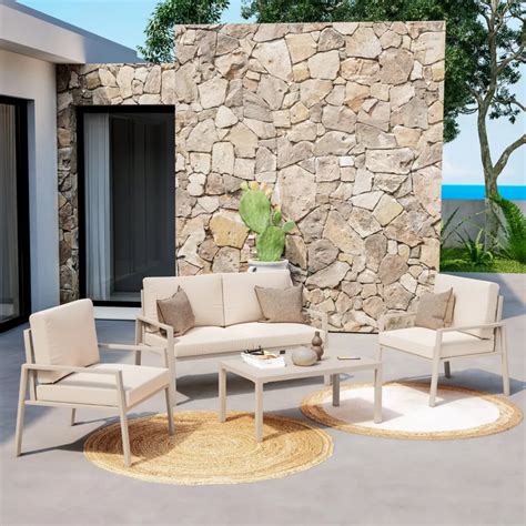 Salotto Da Giardino Verde Con Divano 2 Poltrone E Tavolino Con Top In Vetroceramica 81900340