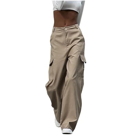 Lenpel Wide Leg Cargo Pants for Women Baggy Lightweight Travel Hiking ...