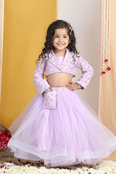 Pearl N Swaroski Work On Blouse N Lehanga Belt With Net Flare Lehanga