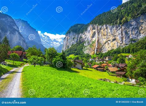 Lauterbrunnen Valley, Village Of Lauterbrunnen, Famous Mount Jungfrau ...