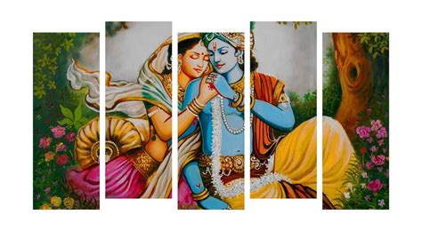 Divine Love of Radha and Krishna Wall Painting (Set of 5) - Punam ...