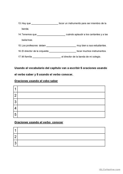 Saber Vs. Conocer: English ESL worksheets pdf & doc