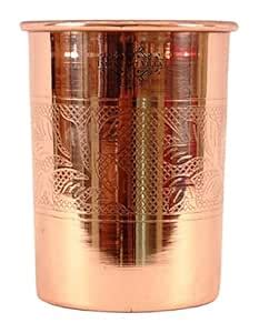 Buy INDIAN ART VILLA Embossed Design Copper Glass Tumbler, Drinkware ...