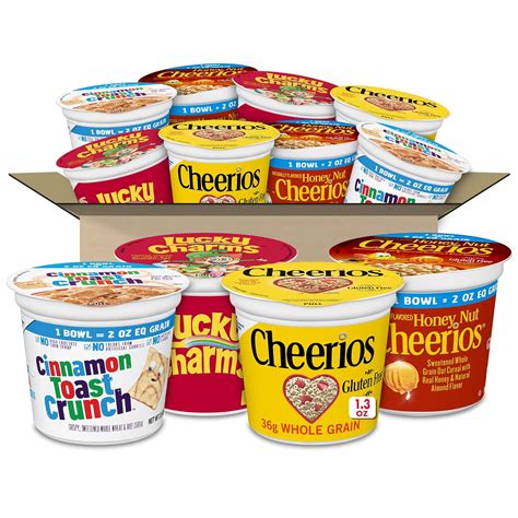 Amazon.com: General Mills Breakfast Cereal Cups Variety Pack, Cheerios ...