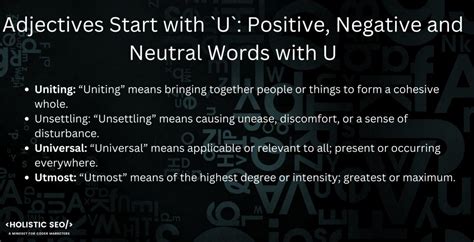 Adjectives Start with `U`: Positive, Negative and Neutral Words with U ...
