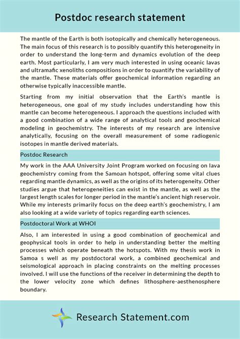 Image result for Research Statement Sample for Postdoc