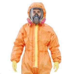Nuclear Radiation Protection Suit with Respirator, Gloves and Boots cover , Who Are In Potential ...