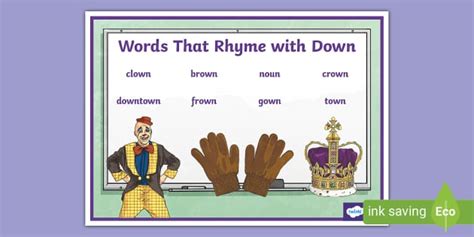 Words That Rhyme with Down Word Mat (Hecho por educadores)