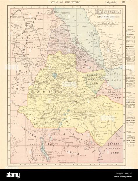 ABYSSINIA Eritrea French Somaliland. Djibouti Ethiopia. RAND MCNALLY 1906 map Stock Photo - Alamy