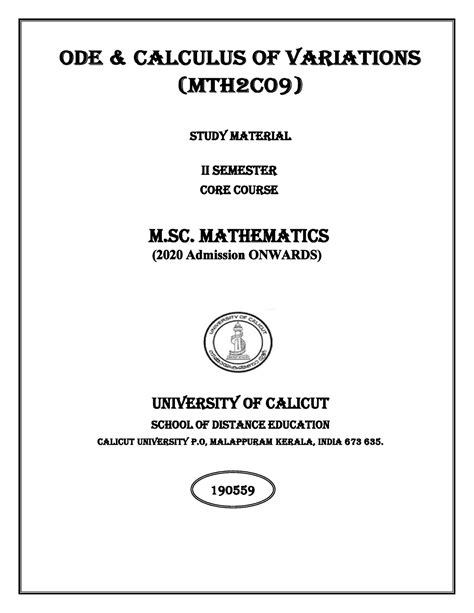 MSc Mathematics - 2020 admission MSc Mathematics - 2020 Admission 1 ...