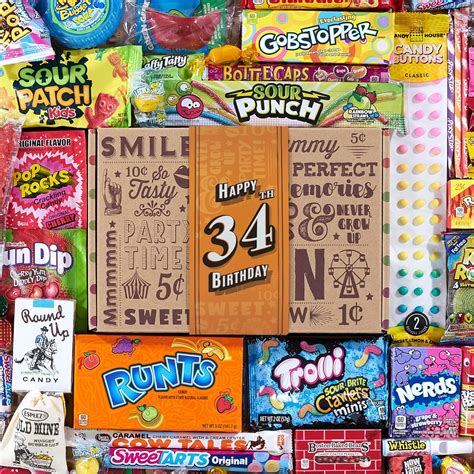 Amazon.com : Vintage Candy Co. 34th Birthday Retro Candy Gift Basket ...