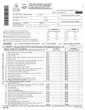 NYC Form 1127 2003 - Blank Fillable Template | Fill Out, Print ...