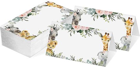 Buy Jungle Animal Place Cards Tent Style Cards – 25 Cards per Pack ...