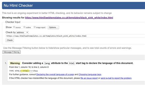 HTML Validator 的图像结果