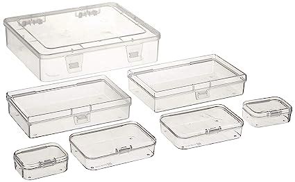 Goodma 7 Pieces Mixed Sizes Rectangular Empty Mini Clear Plastic ...