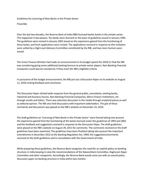 Guidelines for Licensing of New Banks in the Private Sector - Ten banks ...