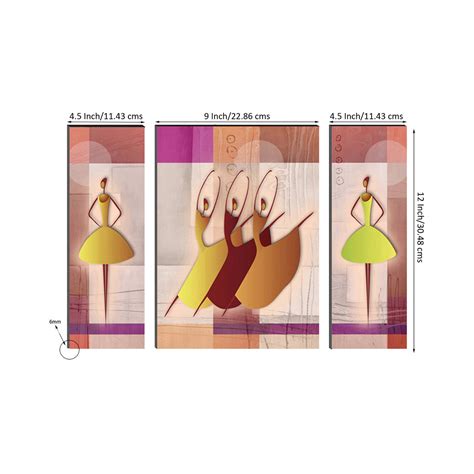 6MM MDF Set of 3 Dancing Tribal Women Satin Matt Texture UV Art ...