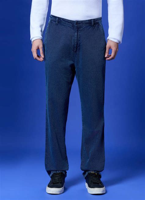 Blue Mid Waist Regular Fit Trousers | Pepe Jeans India