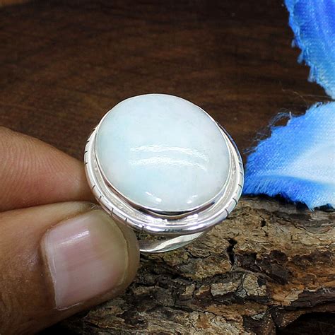 Larimar Ring Large Oval Larimar Gemstone Silver Designer - Etsy India