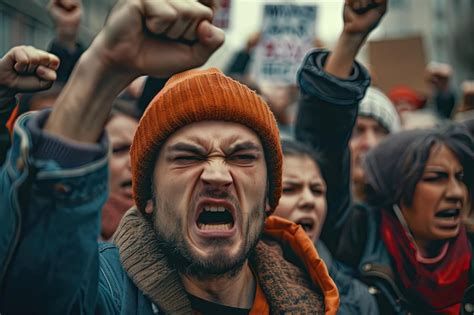 Close up angry people at protest | Premium AI-generated image