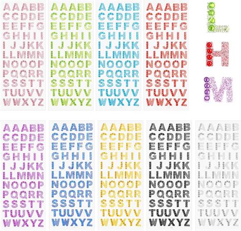 Amazon.com: 495 Pieces Glitter Alphabet Stickers, 9 Sheets 0.6" A-Z ...