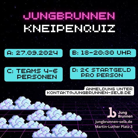Jungbrunnen Kneipenquiz #2, Martin-Luther-Platz 3, 95100 Selb, Germany ...