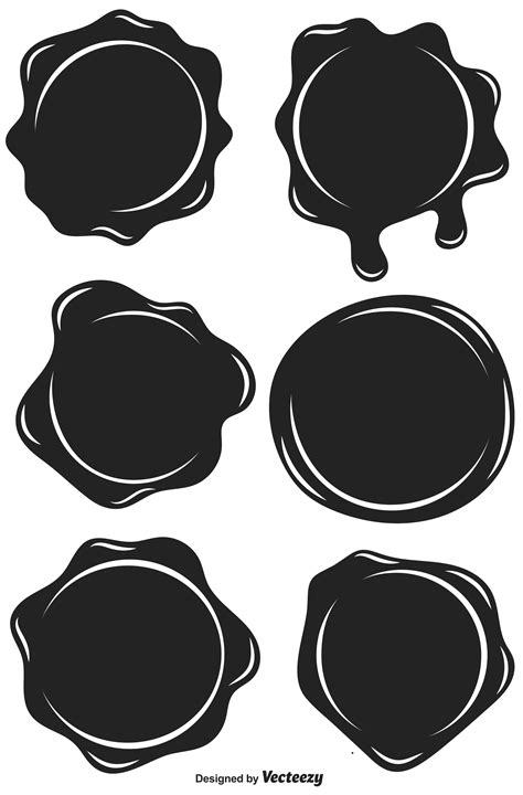 Set Of Black Stamp Wax Seal - Vector Flat Style Icons 166800 Vector Art ...