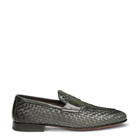 Penny Woven Shiny Leather Grey Loafer