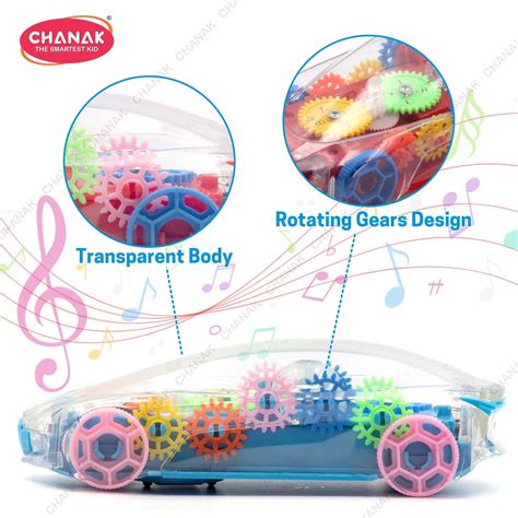 Chanak Transparent Gear Car Toy for Kids with Lights & Music (Blue ...