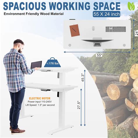 Buy Vongrasig Height Adjustable Electric Standing Desk, 55 x 24 Inches ...