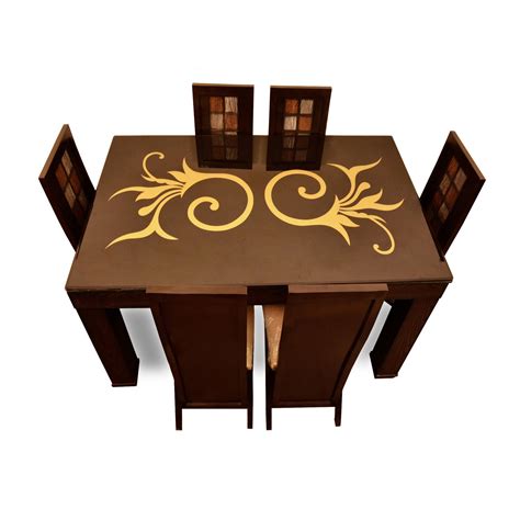 Pharneechar's 6 Seater Affordable Dining Table Set, Glass Dining Table ...